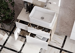 Акватон Мебель для ванной Мишель 80 с гранитной столешницей дуб эндгрейн/белый – фотография-3
